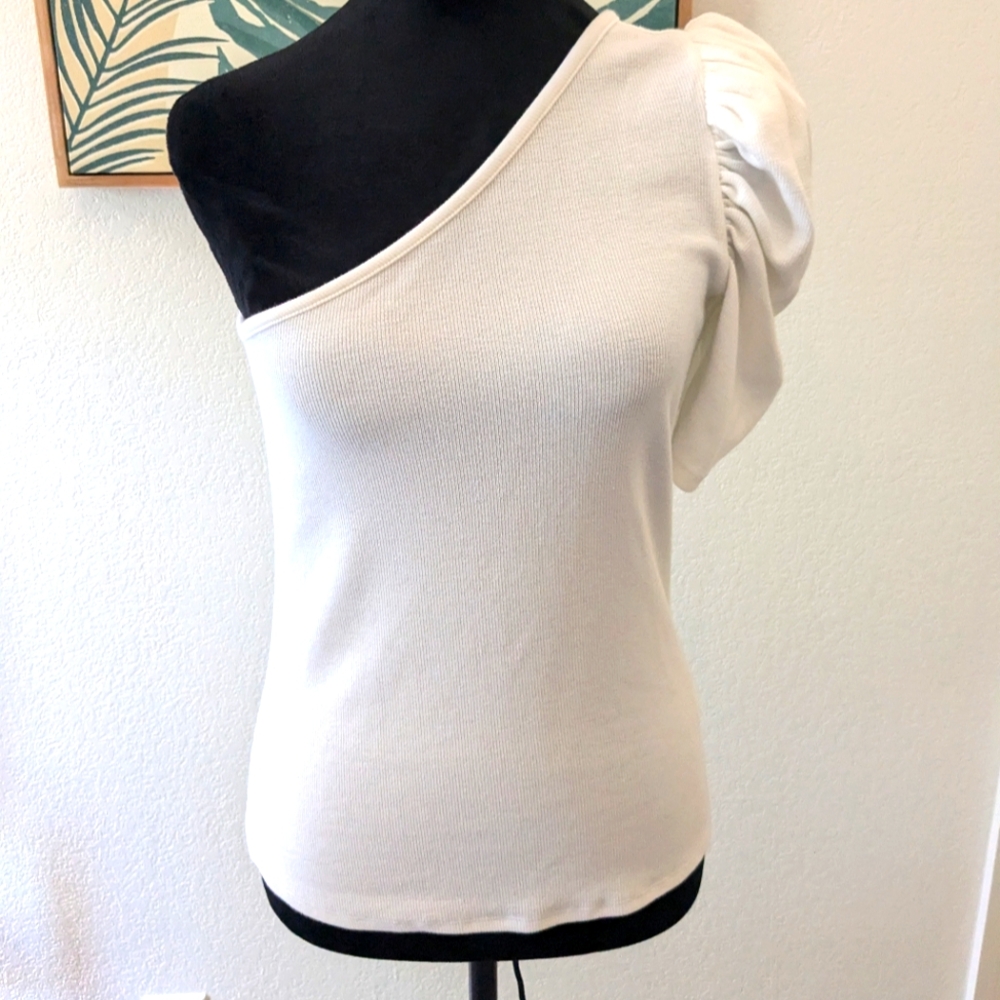 Express One Shoulder Blouse White NWT Size M